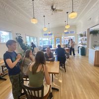 Beautiful indoor seating area. Look at that ceiling!  at Wonderstate Coffee - Bayfield in Bayfield