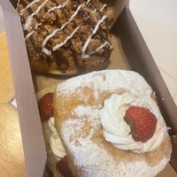 Strawberry shortcake and coffee cake   at Rock N Roll Donut Bar in Monterey