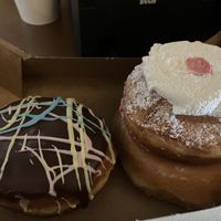 Boston Cream, Glazed, & BlackBerry Cream Cheese Filled!!!!   at Rock N Roll Donut Bar in Monterey