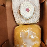 Blackberry cream cheese filled & the classic glazed at Rock N Roll Donut Bar in Monterey