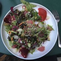 seasonal salad with veggies, sprouts and seeds  at HYG Restaurant & Bar in Weggis
