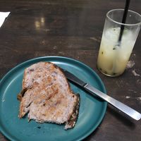 sour dough bread with white passion juice  at Girlie's Cafe in Ipoh