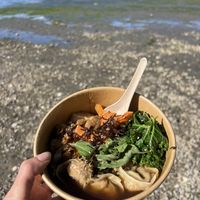 Ramen with dumplings   at Nourish Eatery in Sechelt