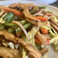 Very duck with noodles and mix veggies  at Jungle in Hobart