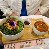Bibimbap and tofu stew at Plantude 플랜튜드 in Seoul