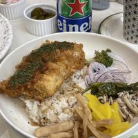 Katsu with rice and veggies   at Plantude 플랜튜드 in Seoul