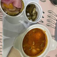 Tomato soup and pickles  at Plantude 플랜튜드 in Seoul