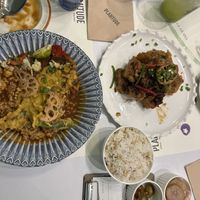 The eggplant curry and the mushroom tofu platter   at Plantude 플랜튜드 in Seoul