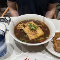 Signature warm noodles and gyoza  at Plantude 플랜튜드 in Seoul