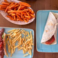hot dog / falafel wrap / sweet potato fries  at Sapori in Mallorca
