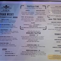 Vegan menu (July 2025) at Picos in Douglas
