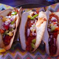 Vegan soft tacos (minus the vegan cheesr) at Picos in Douglas