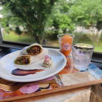 Bulgogi burrito and vegan carrot + apple sherbet at Flowers Bake & Ice Cream in Tachikawa