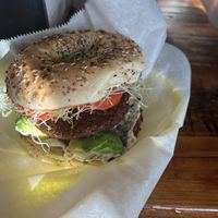 Veggie bagel sandwich   at Honeycomb Cafe in Scarborough