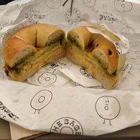 Vegan bagel (with hot sauce 🤤) at The Bagel Hole in Valletta