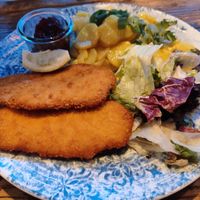 Vegan Schnitzel with potato salad at Wilma Wunder Köln in Cologne