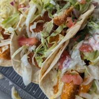 Vegan buffalo unchicken tacos at B-UNOS in Mt Holly