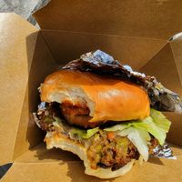 Vegan veggie burger is really good at The Veganish - Cloud Kitchen in Saskatoon