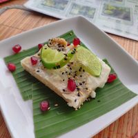 Coconut lime desert at Lamai Veggie in Koh Samui