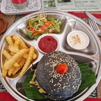 Burger set at Lamai Veggie in Koh Samui