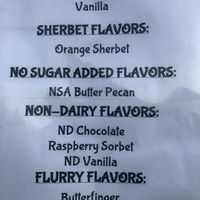 Non diary options   at Timbertown Ice Cream in Lewiston