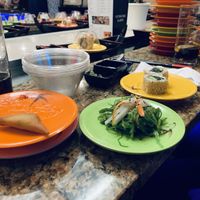 vegan california rolls, seaweed salad and samosas  at Tokyo Sushi in Marburg