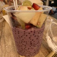 Berries tapioca dessert with fresh fruits   at Tamara - Gordon Beach in Tel Aviv
