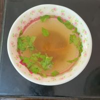 Complementary vegetable soup. at Pa Yod Shan Vegetarian Cafe in Chiang Mai