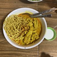 Amazing Khow soi with very good fake chicken  at Pa Yod Shan Vegetarian Cafe in Chiang Mai