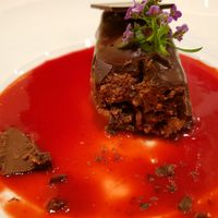 Chocolate crunch bar cross section at Crossroads Kitchen in Las Vegas