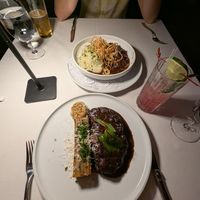 Lions mane stake and aubergine fillet at Crossroads Kitchen in Las Vegas