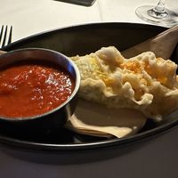 Stuffed zucchini blossom   at Crossroads Kitchen in Las Vegas