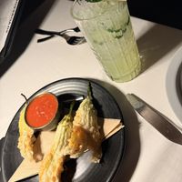 One of the best things I’ve ever tasted - zucchini flower app  at Crossroads Kitchen in Las Vegas