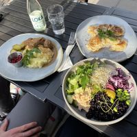 Vegeballs plate, Toonish bowl, and dumplings   at  Verte in Stockholm