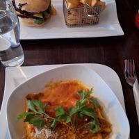 Vegan lasagne and burger at  Verte in Stockholm