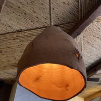 Lovely textural design in the restaurant   at Honest Greens in Porto