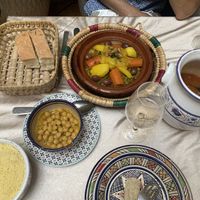 The tajine and the couscous veggie/chickpea dishes.  at Le Riad in Avignon
