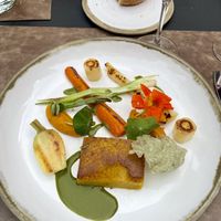curry polenta with root vegetables  at Restaurant Patrick Devos in Bruges