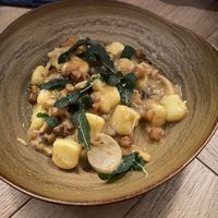 Gnocchi, pumpkin, mushrooms at BUNK Hotel Restaurant in Utrecht