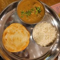 rice, veggie curry and naan at Hot Chili in Krakow