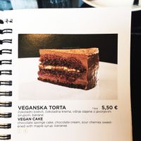 Vegan cake in the menu at Kavarna - Zvezda in Ljubljana