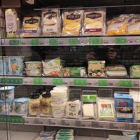 Vegan dairy with labeling at EkoPlaza - Elandsgracht in Amsterdam
