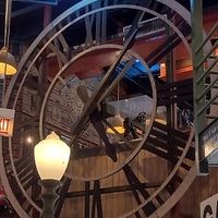 Huge clock  at Portillo's in Forest Park