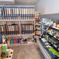 Dispensers with seeds etc and fridge at Nieuwe Vaart in Antwerpen