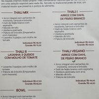 Cardápio  at Gopala - Harmonia in Sao Paulo
