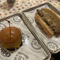Double “cheese” burger and a brat - great size for the money!   at CB - Crossroads Burgers in Las Vegas
