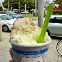Pineapple and peach sorbetto flavors   at Gelato Paradiso in Coronado