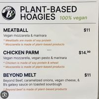 Specific plant based Menu  at Bozzelli's in Arlington