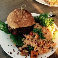 Burger and falafel  at Veggie Mama in Mount Lawley
