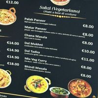 Vegetarian menu  at Punjabi Dhaba La Spezia in La Spezia